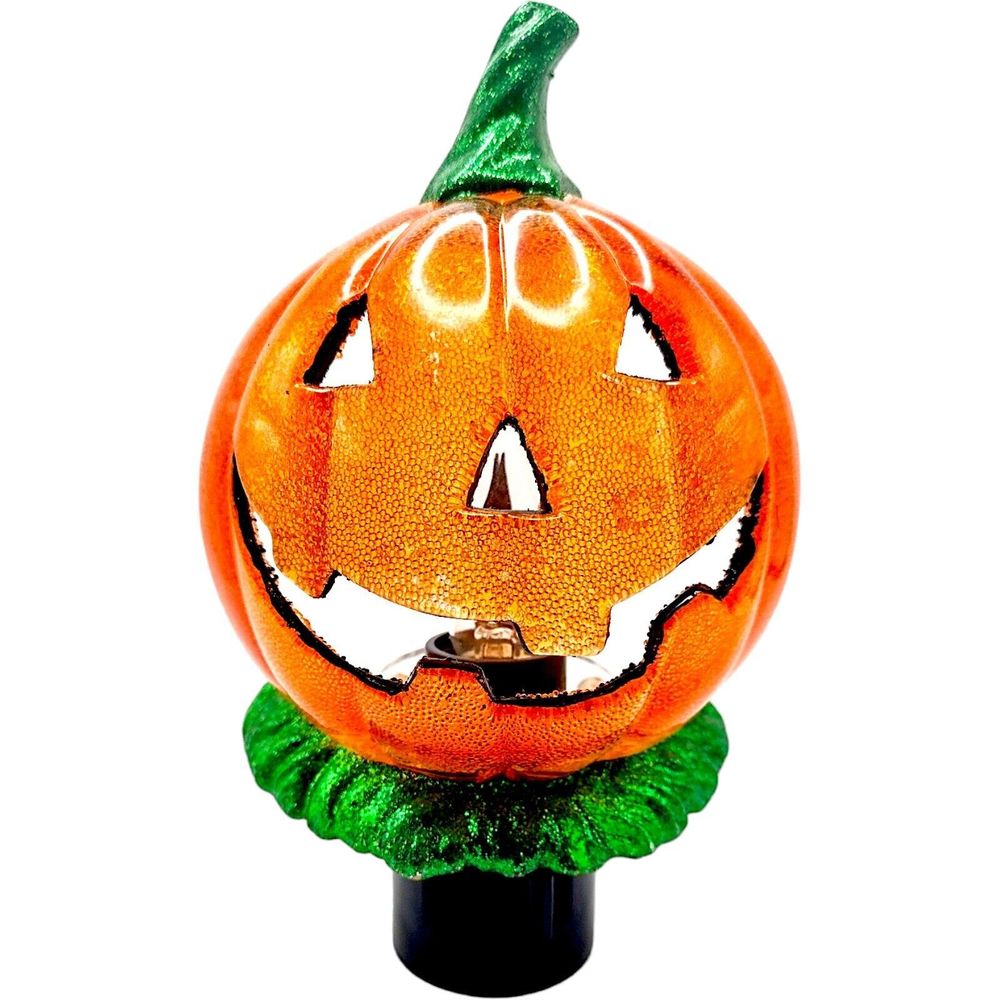 Halloween Jack O Lantern Pumpkin Plug In Night Light Flickering LED Switch 5.5"